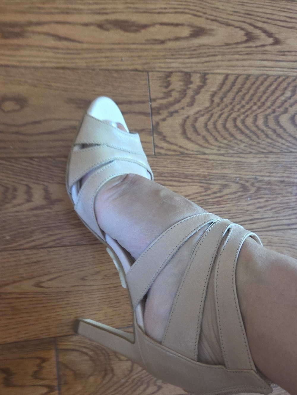 Women’s Nude Strappy Peep-Toe High Heel Sandals